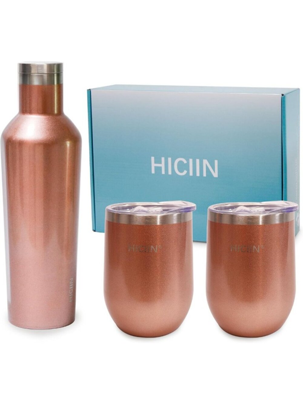 Insulated Wine Tumbler Set - 2 x 12oz & 1 x 25oz, Keeps Drinks Hot/Cold, Gift
